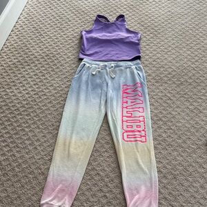 Purple Tank Top and Ombre Sweatpants Set